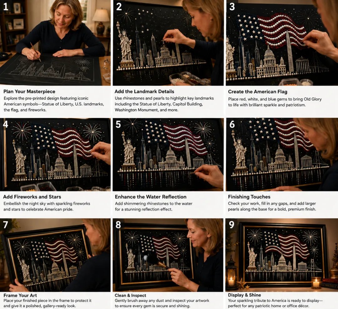 America 250th Anniversary Commemorative Pearl Art Kit – Limited Edition Stars & Stripes Skyline