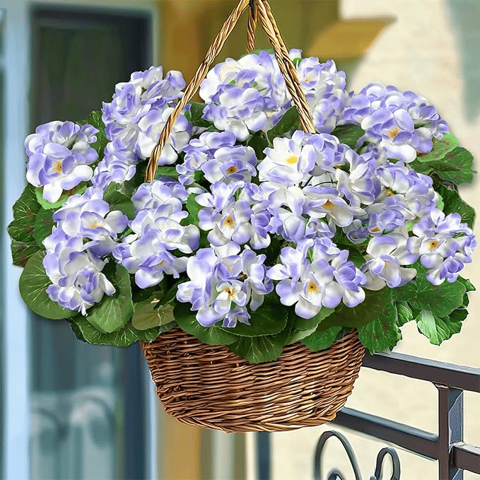 8 bundles of outdoor Artificial Geranium Flowers for Outdoors UV  Resistant Garden Plants Faux Flowers