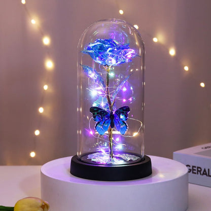 ⚡ 50K+ SOLD! Almost Gone -💥Eternal Butterfly Rose Glass Dome Display with LED Light🦋🌹