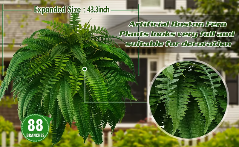 UV-Resistant Lifelike Artificial Boston Fern