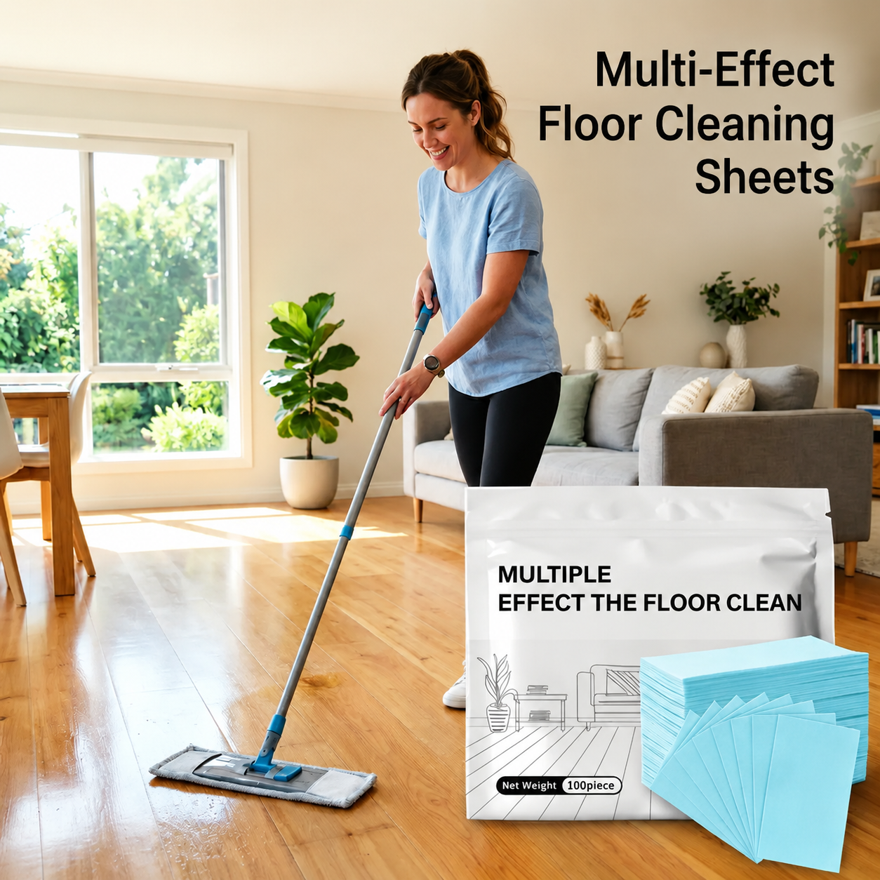 100 Piece Floor Cleaning Tablets Multi - Surface Cleaner for Hardwood Laminate Tile & RV Walls Antibacterial Deodorization Maintenance