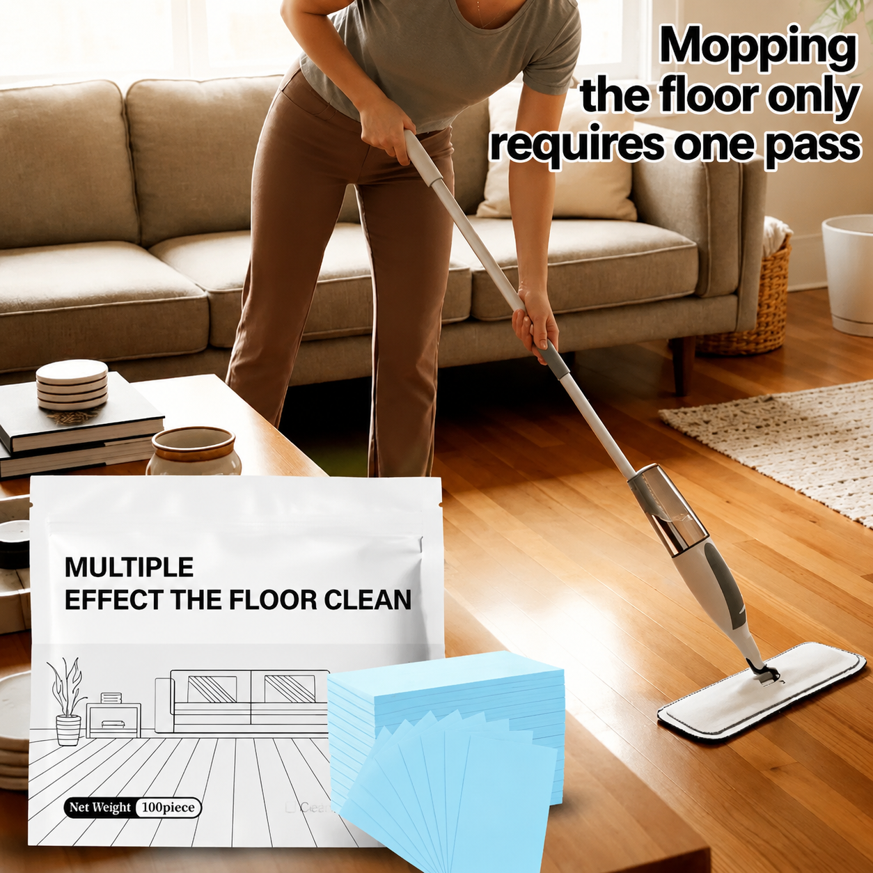 100 Piece Floor Cleaning Tablets Multi - Surface Cleaner for Hardwood Laminate Tile & RV Walls Antibacterial Deodorization Maintenance