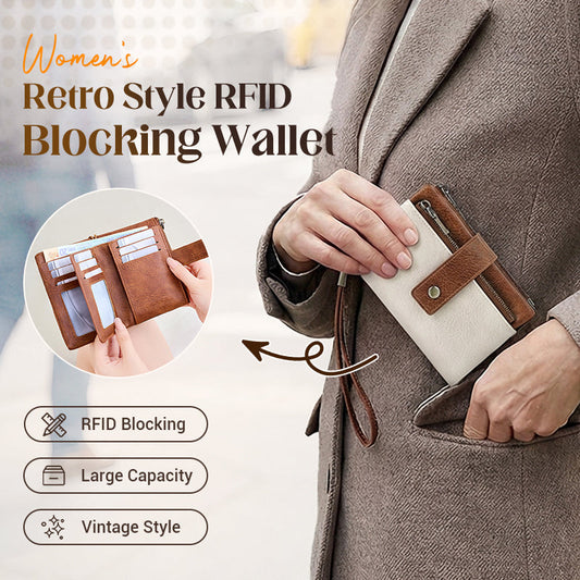🔥Women's Retro Style RFID Blocking Tri-fold Wallet