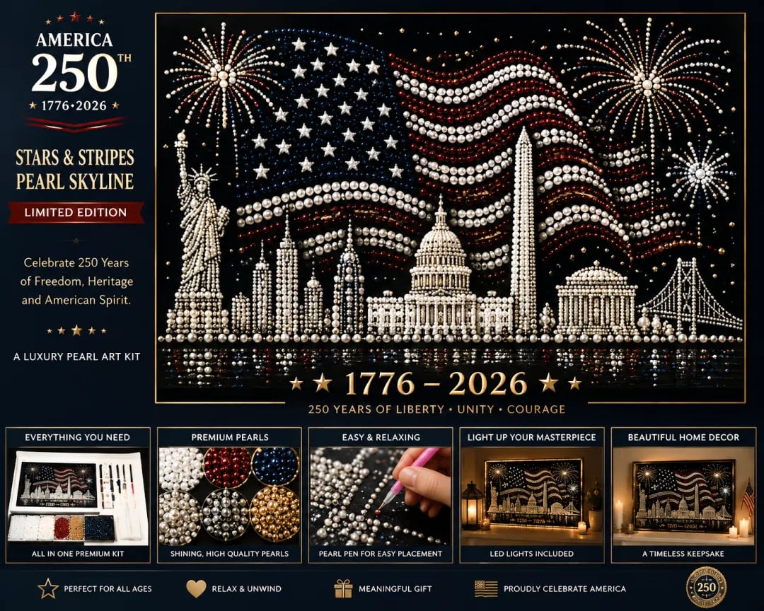 America 250th Anniversary Commemorative Pearl Art Kit – Limited Edition Stars & Stripes Skyline