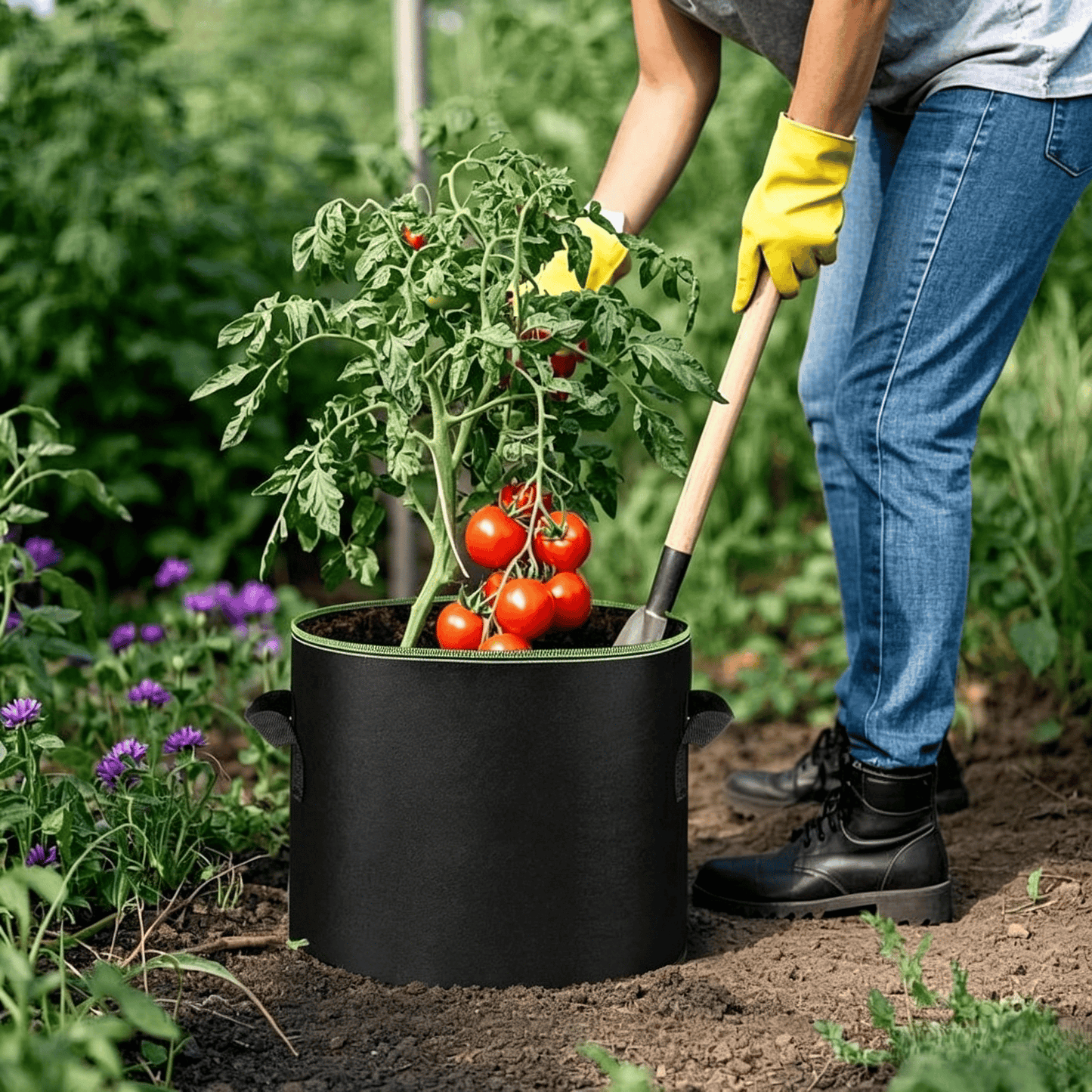 🌱 5-Pack 5 Gallon Grow Bags – Heavy Duty Aeration Fabric Pots with Handles for Vegetables. Flowers & Fruits 🪴