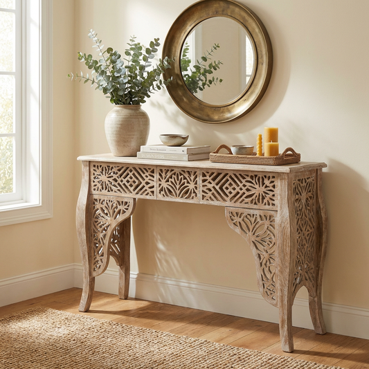 Carved Wood Console Table