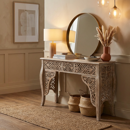 Carved Wood Console Table