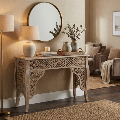 Carved Wood Console Table