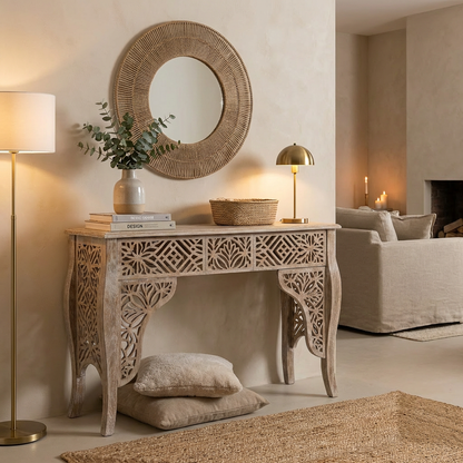 Carved Wood Console Table