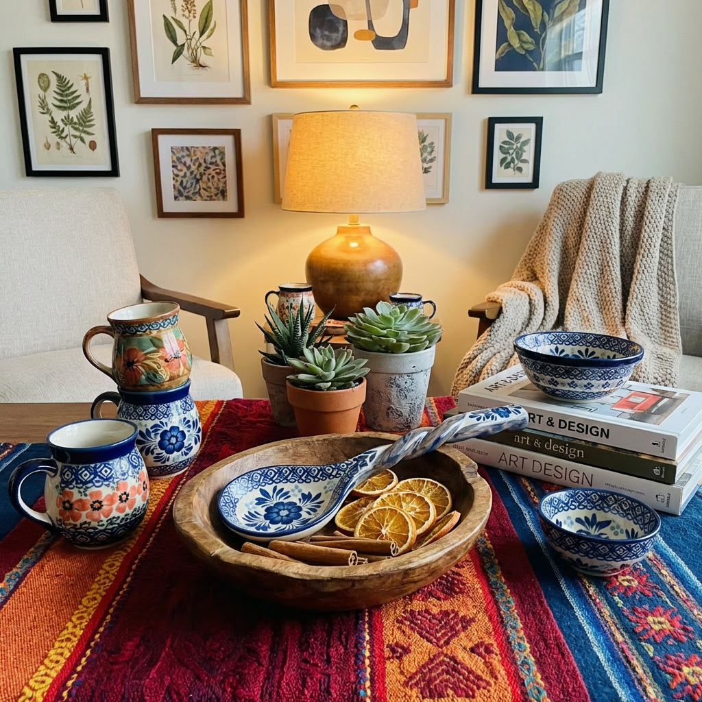 Hand-Painted Blue Floral Ceramic Spoon with Twisted Handle — Delft Style (L15cm)