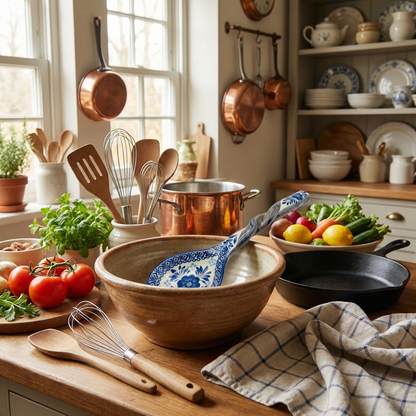 Hand-Painted Blue Floral Ceramic Spoon with Twisted Handle — Delft Style (L15cm)