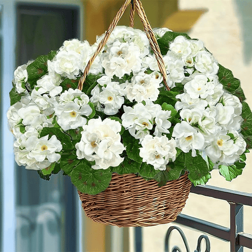 8 bundles of outdoor Artificial Geranium Flowers for Outdoors UV  Resistant Garden Plants Faux Flowers
