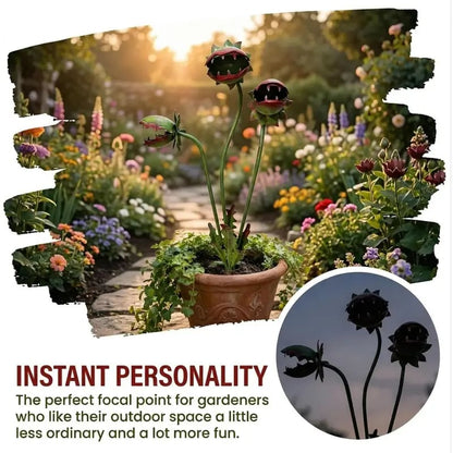 Whimsical Metal Carnivorous Plant Garden Stake