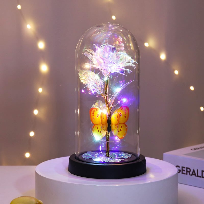 ⚡ 50K+ SOLD! Almost Gone -💥Eternal Butterfly Rose Glass Dome Display with LED Light🦋🌹