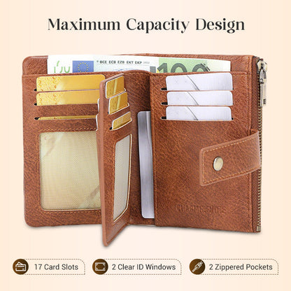 🔥Women's Retro Style RFID Blocking Tri-fold Wallet