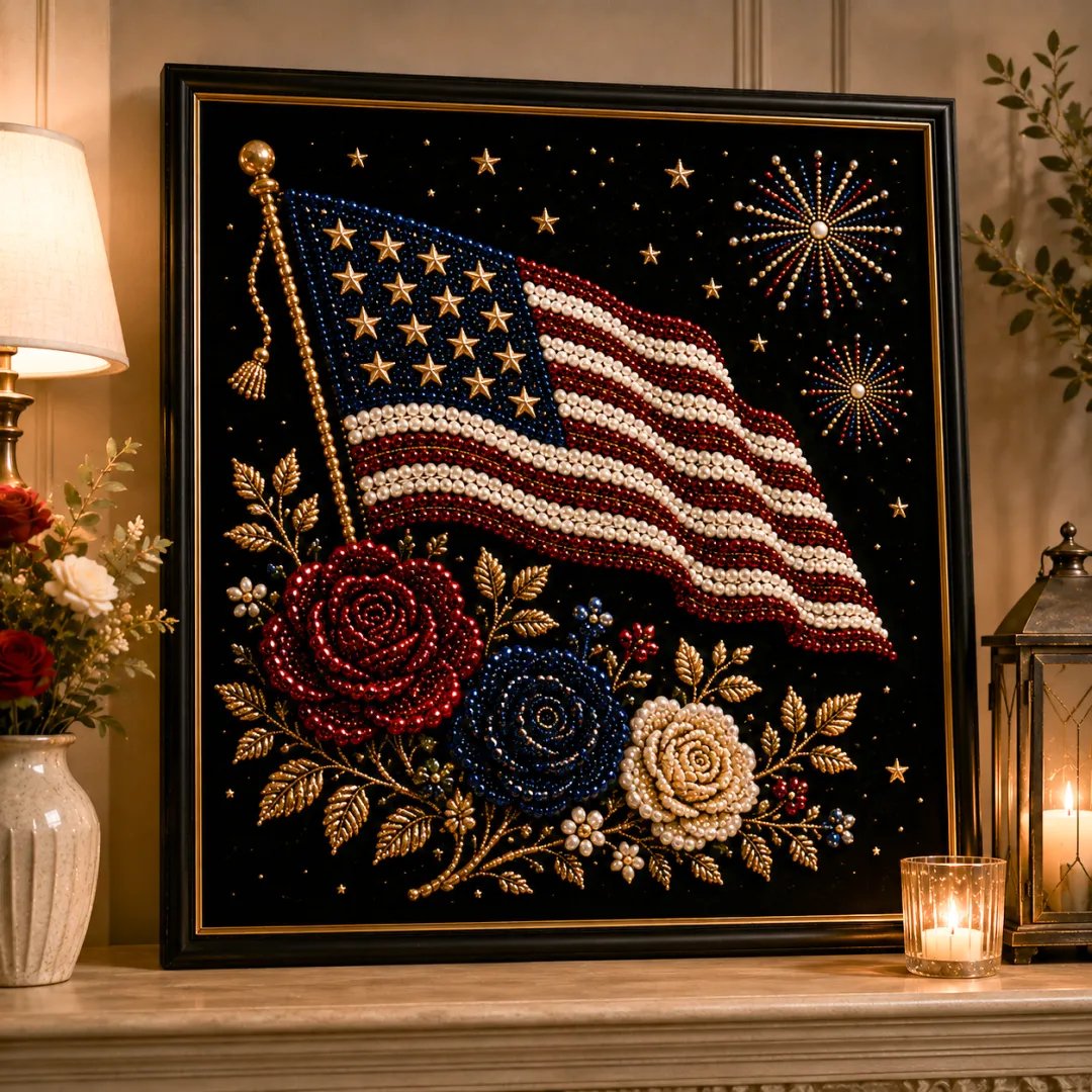 America 250th Anniversary Commemorative Pearl Art Kit – Limited Edition Stars & Stripes Skyline