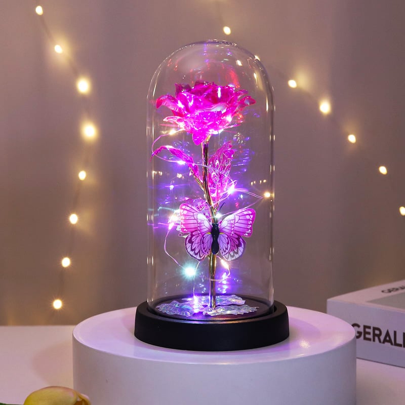 ⚡ 50K+ SOLD! Almost Gone -💥Eternal Butterfly Rose Glass Dome Display with LED Light🦋🌹