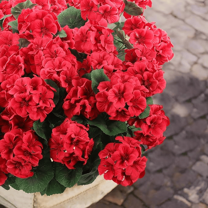 8 bundles of outdoor Artificial Geranium Flowers for Outdoors UV  Resistant Garden Plants Faux Flowers