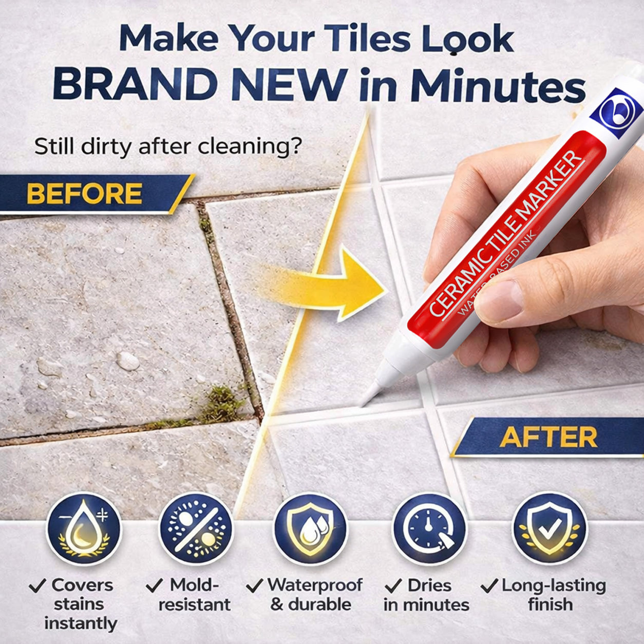 🖌️ Anti-Mould & Waterproof Joint Pen for Ceramic Tiles!