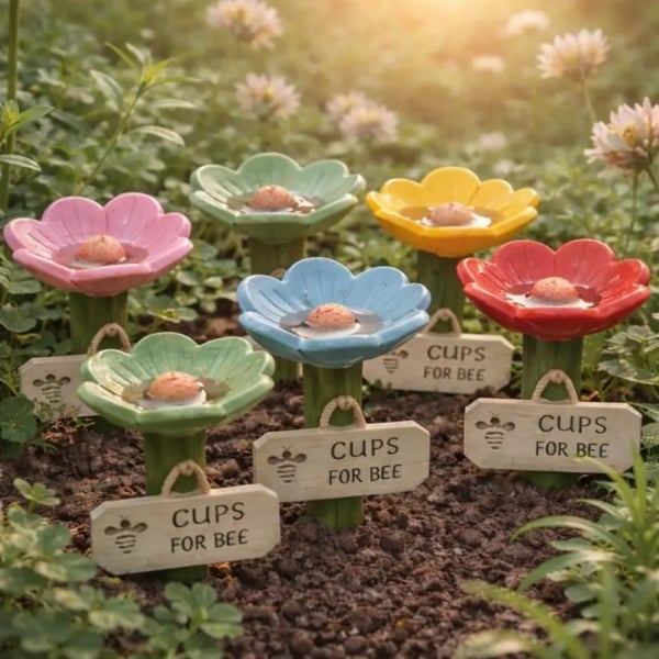 Flower-Shaped Bee Watering Station