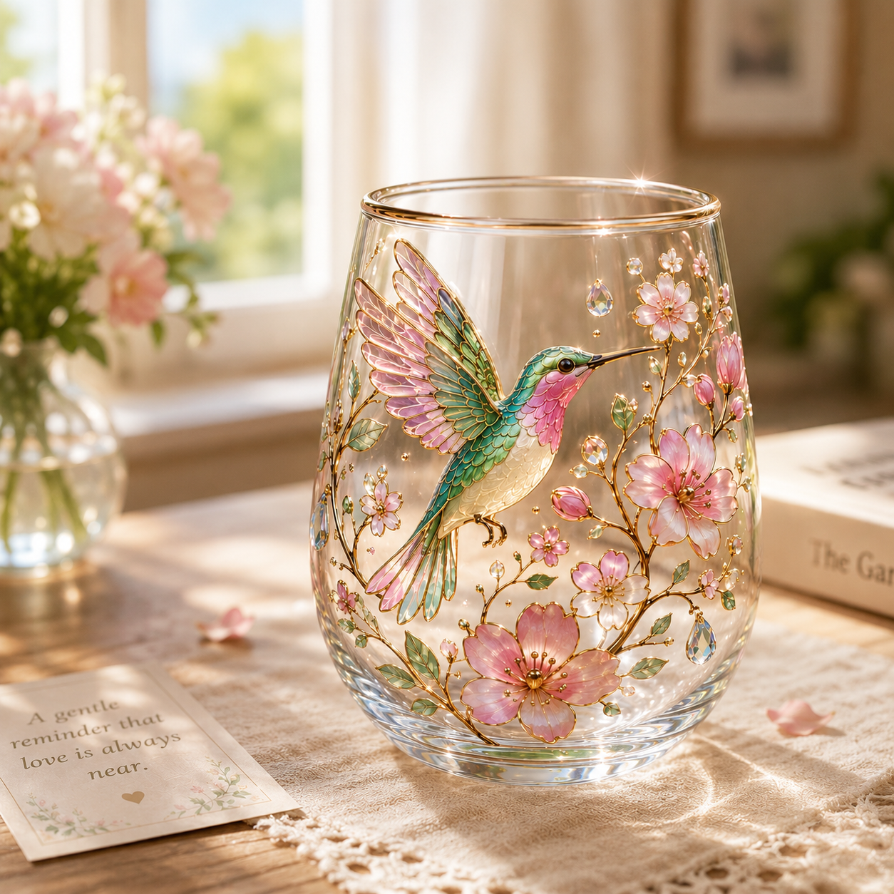 🌸2026 Limited Edition Floral Hummingbird Glass Cup