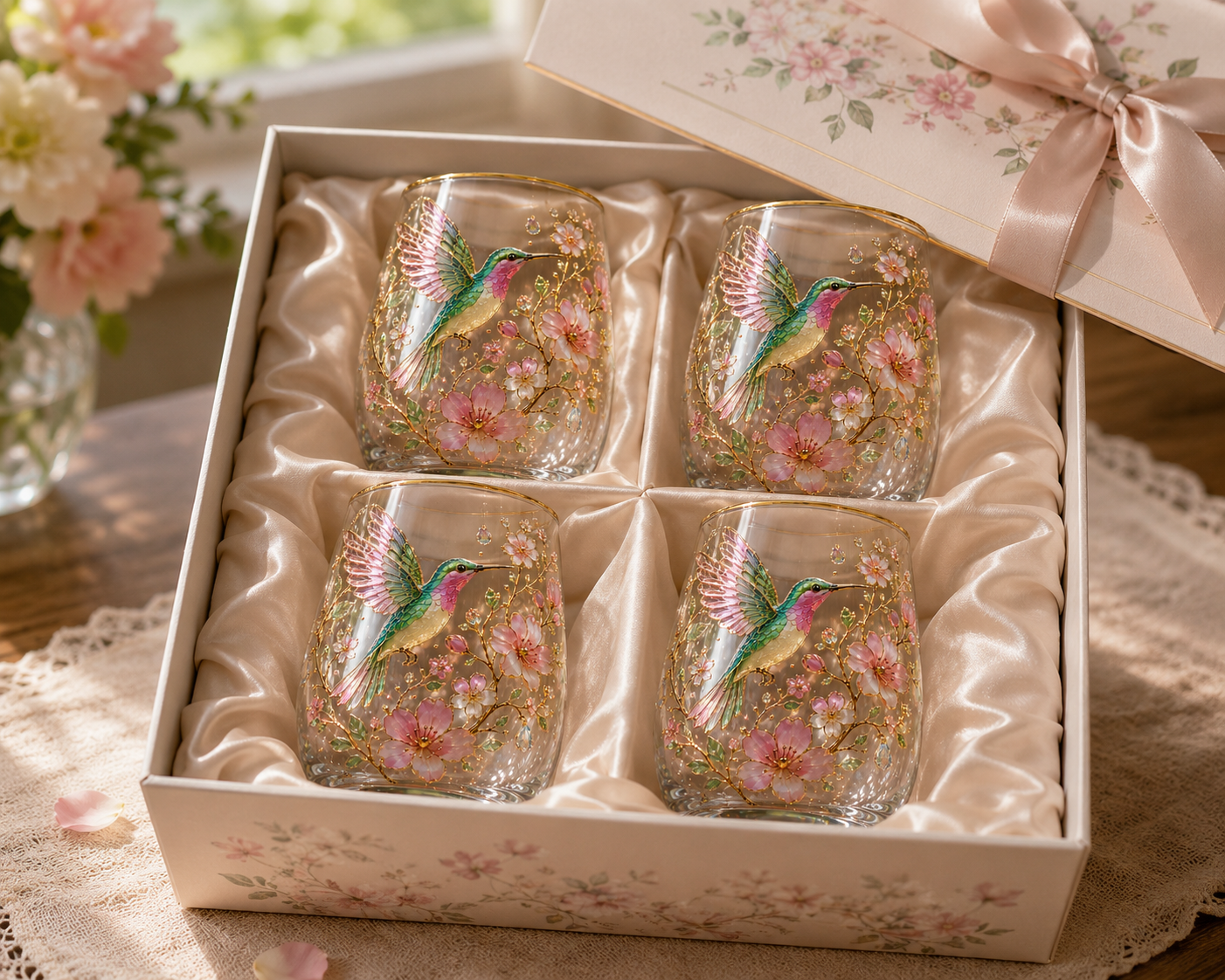 🌸2026 Limited Edition Floral Hummingbird Glass Cup