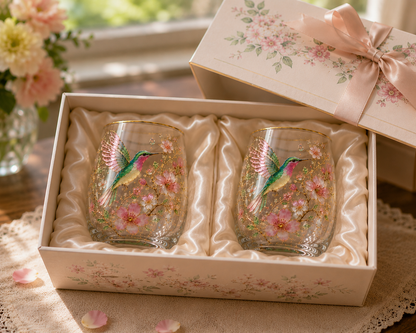 🌸2026 Limited Edition Floral Hummingbird Glass Cup
