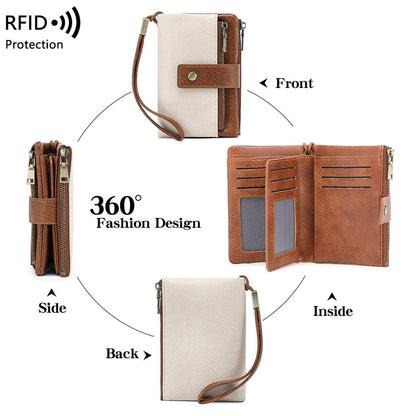 🔥Women's Retro Style RFID Blocking Tri-fold Wallet
