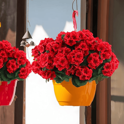 8 bundles of outdoor Artificial Geranium Flowers for Outdoors UV  Resistant Garden Plants Faux Flowers