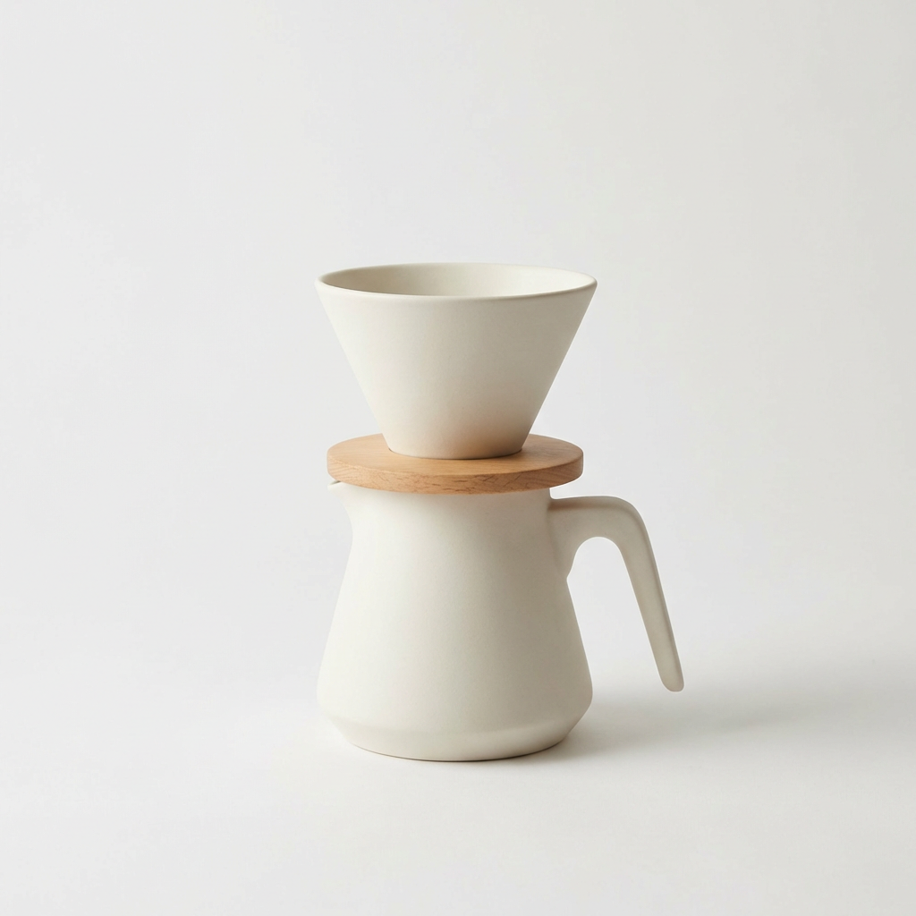 Minimalist Ceramic Pour-Over Coffee Dripper Set