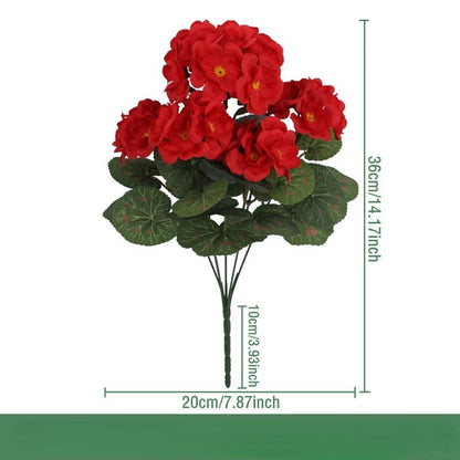 8 bundles of outdoor Artificial Geranium Flowers for Outdoors UV  Resistant Garden Plants Faux Flowers
