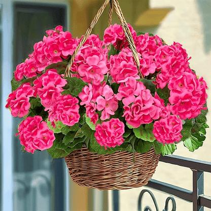 8 bundles of outdoor Artificial Geranium Flowers for Outdoors UV  Resistant Garden Plants Faux Flowers