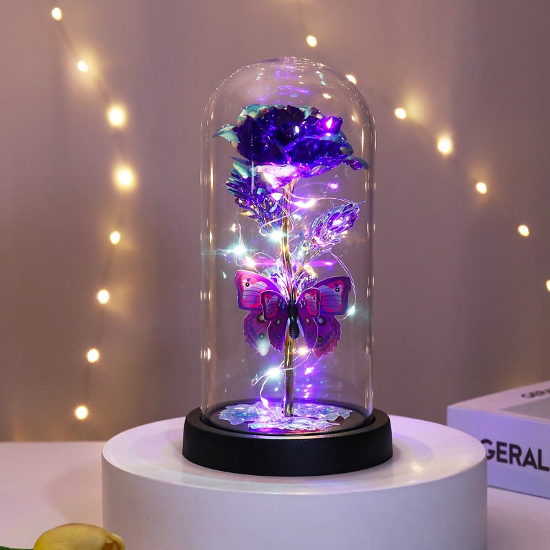 ⚡ 50K+ SOLD! Almost Gone -💥Eternal Butterfly Rose Glass Dome Display with LED Light🦋🌹