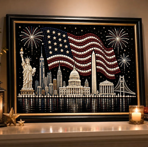 America 250th Anniversary Commemorative Pearl Art Kit – Limited Edition Stars & Stripes Skyline